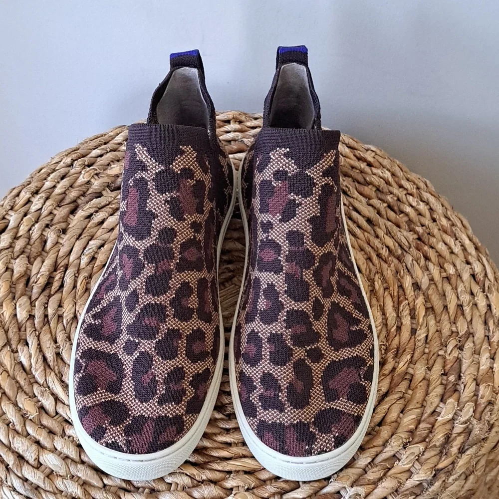 Rothy's Womens‎ Cheetah Print Stretch Pull On Chelsea Sneakers EU39/US8.5
